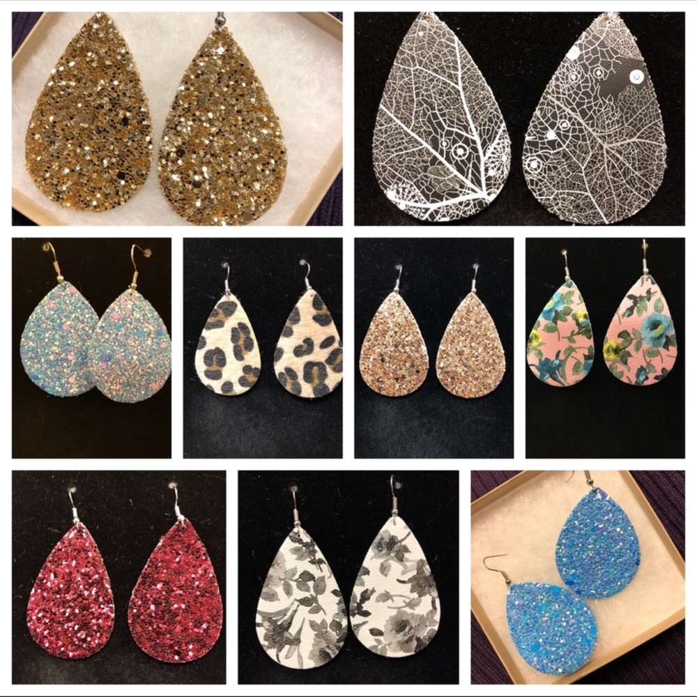NEW LIGHTWEIGHT FAUX SLATE TEARDROP EARRINGS - Picture 4 of 7